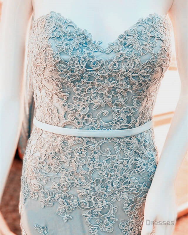 Mermaid Seafoam Blue Lace Prom Dress Secondary image