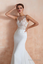 Mermaid See-Through Chiffon Wedding Dresses with Appliques