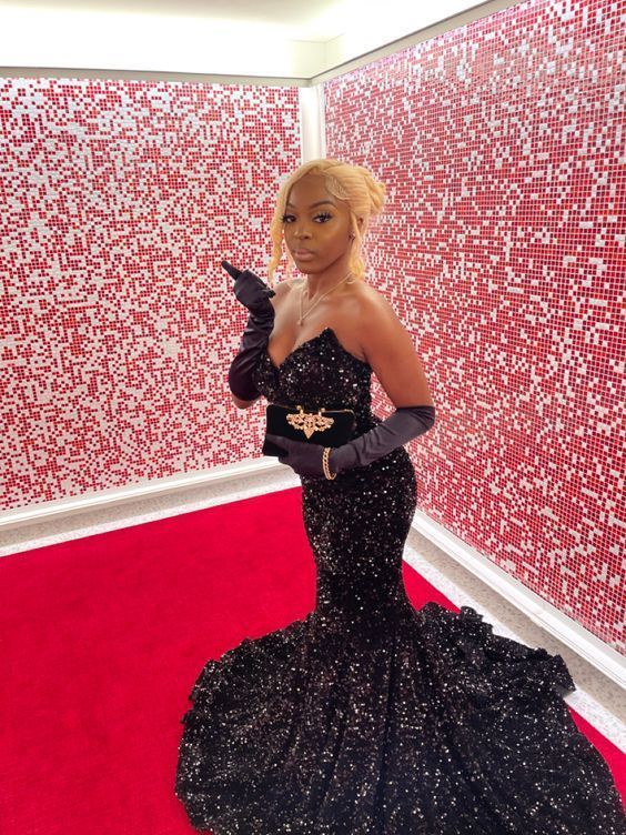 Mermaid Sequins Black Long Prom Dresses 22Th Birthday Outfits With Sleeves Main image