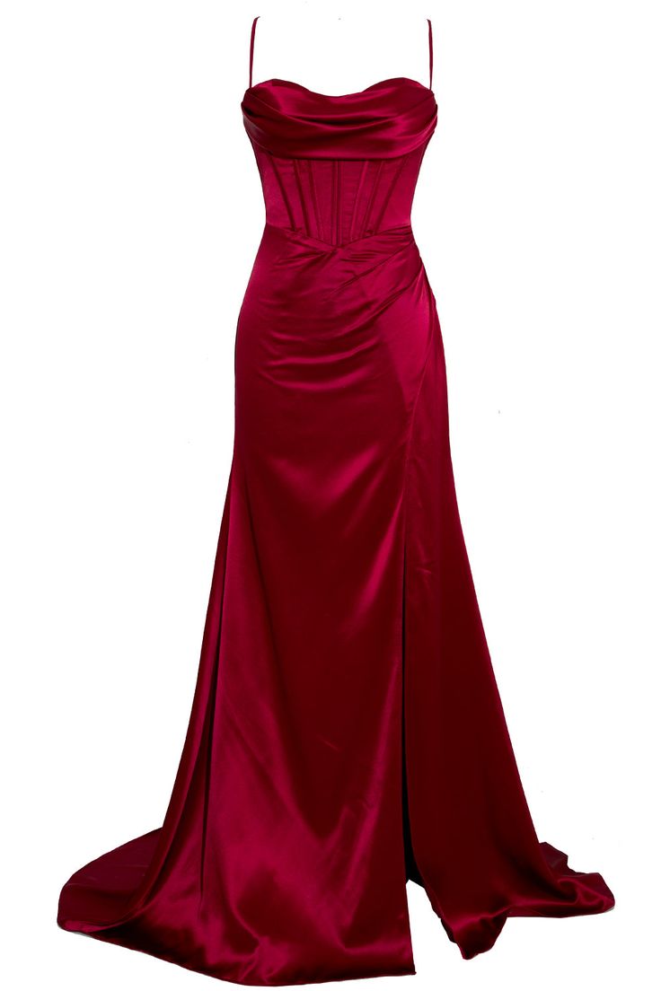 Mermaid Spaghetti Straps Floor Length Prom Dress With Slit 21St Birthday Outfit Secondary image