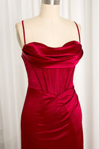 Mermaid Spaghetti Straps Floor Length Prom Dress With Slit 21St Birthday Outfit