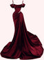 Mermaid Spaghetti Straps Wine Red Long Prom Dresses