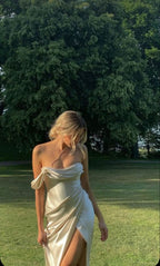 Mermaid Split Front Prom Dress Simple Evening Dress
