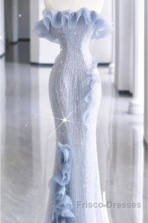Mermaid Strapless Blue Sequin Formal Prom Dress Evening Dress Secondary image