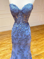 Mermaid Strapless Lace Prom Dress With Appliques