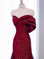 Mermaid Strapless Long Burgundy Prom Dress