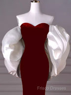 Mermaid Strapless Red Formal Prom Dress Long Party Dress