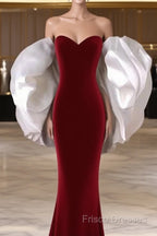 Mermaid Strapless Red Formal Prom Dress Long Party Dress