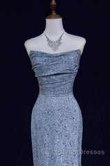Mermaid Strapless Sequined Long Formal Prom Dress Elegant Formal Evening Dress