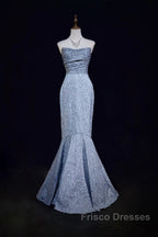 Mermaid Strapless Sequined Long Formal Prom Dress Elegant Formal Evening Dress