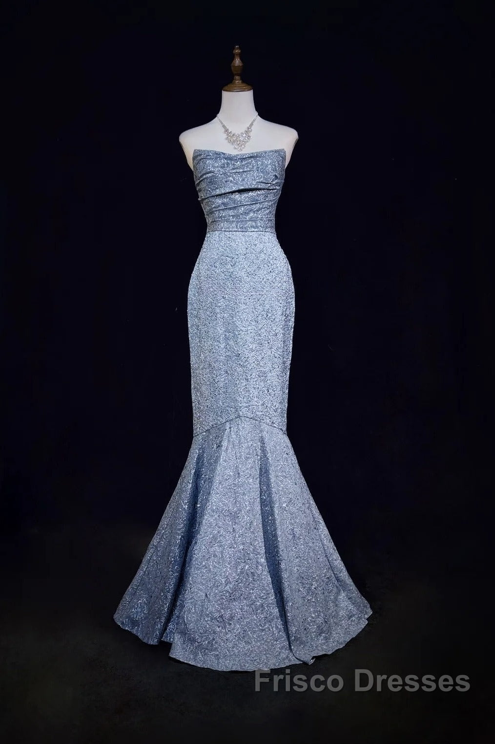 Mermaid Strapless Sequined Long Formal Prom Dress Elegant Formal Evening Dress