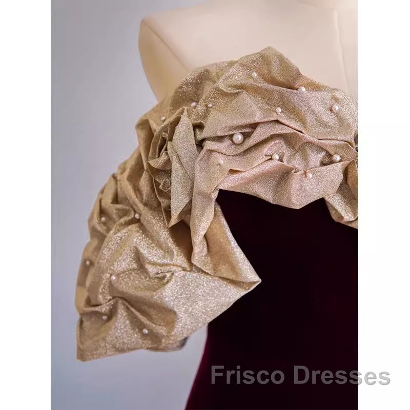 Mermaid Strapless Wine Red Long Formal Prom Dress