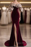 Mermaid Strapless Wine Red Long Formal Prom Dress