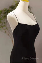 Mermaid Straps Black Velvet Long Formal Prom Dress
