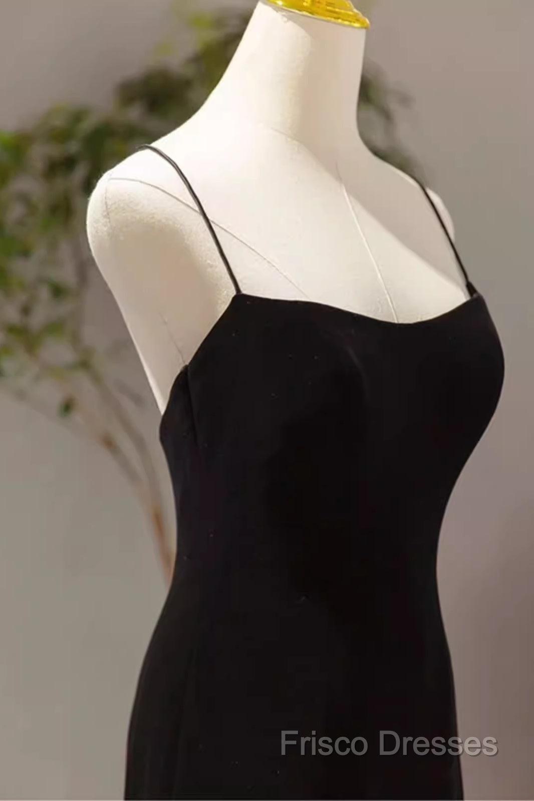 Mermaid Straps Black Velvet Long Formal Prom Dress