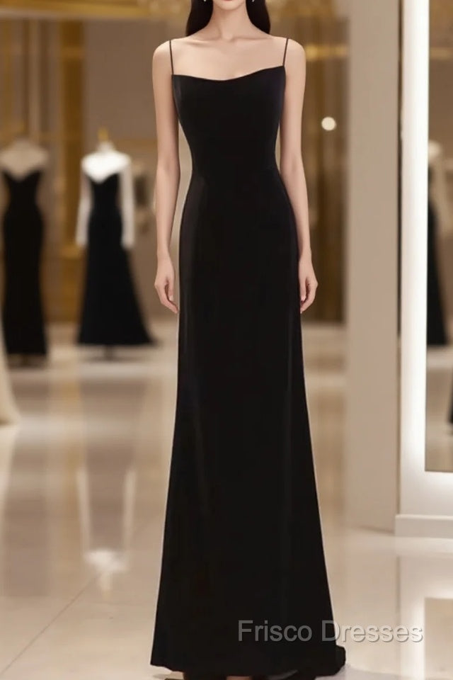 Mermaid Straps Black Velvet Long Formal Prom Dress Main image