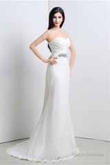 Mermaid Sweetheart Lace Rhinestone Long Wedding Dresses
