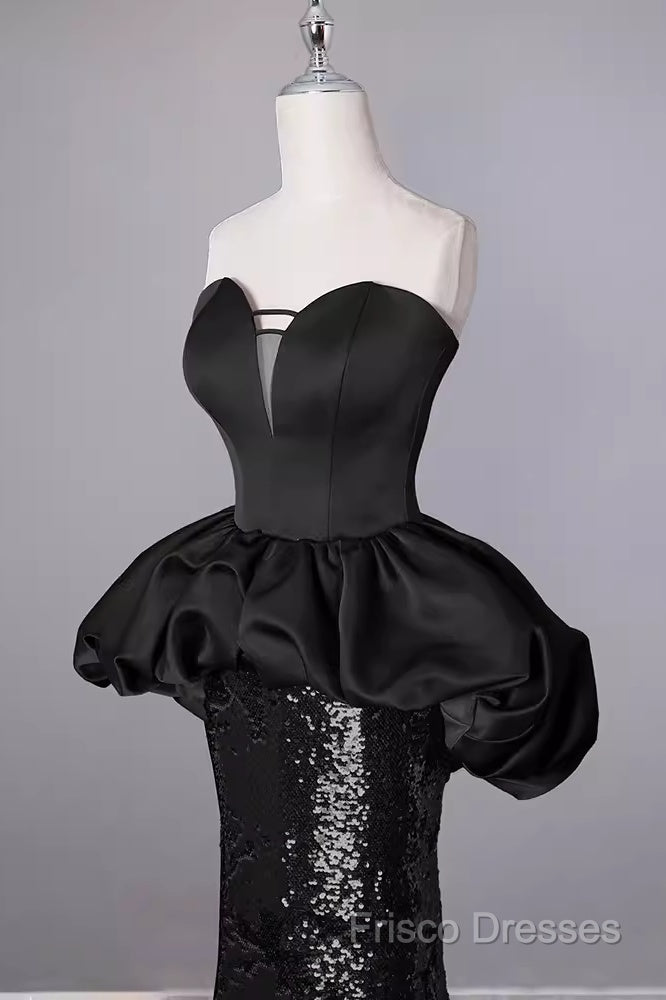 Mermaid Sweetheart Long Black Sequin Formal Prom Dress Main image