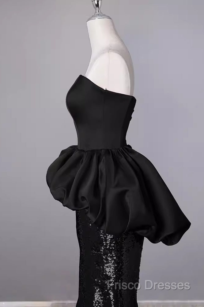 Mermaid Sweetheart Long Black Sequin Formal Prom Dress