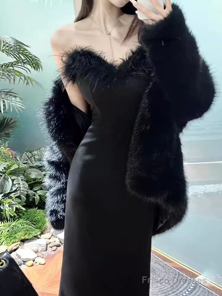 Mermaid Sweetheart Long Black Velvet Prom Dresses Secondary image
