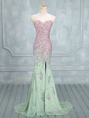 Mermaid Sweetheart Neck Colorful Long Prom Dresses, Formal Dresses