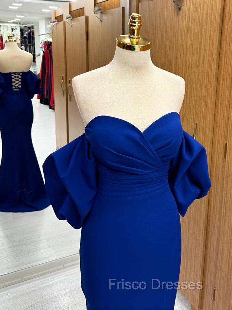 Mermaid Sweetheart Neck Satin Royal Blue Long Formal Prom Dress