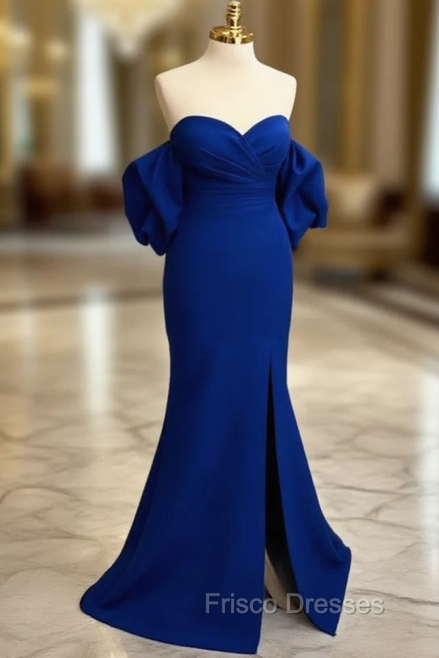 Mermaid Sweetheart Neck Satin Royal Blue Long Formal Prom Dress