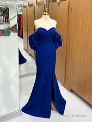 Mermaid Sweetheart Neck Satin Royal Blue Long Prom Dress