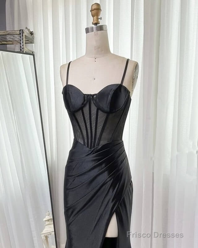 Mermaid Sweetheart Sheer Top Slit Satin Dress Secondary image