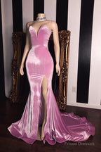 Mermaid Sweetheart Spaghetti Strap Court Front Slit Ruffle Hem Prom Dress