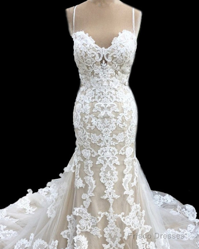 Mermaid Sweetheart Wedding Lace Dress Spaghetti Straps Secondary image