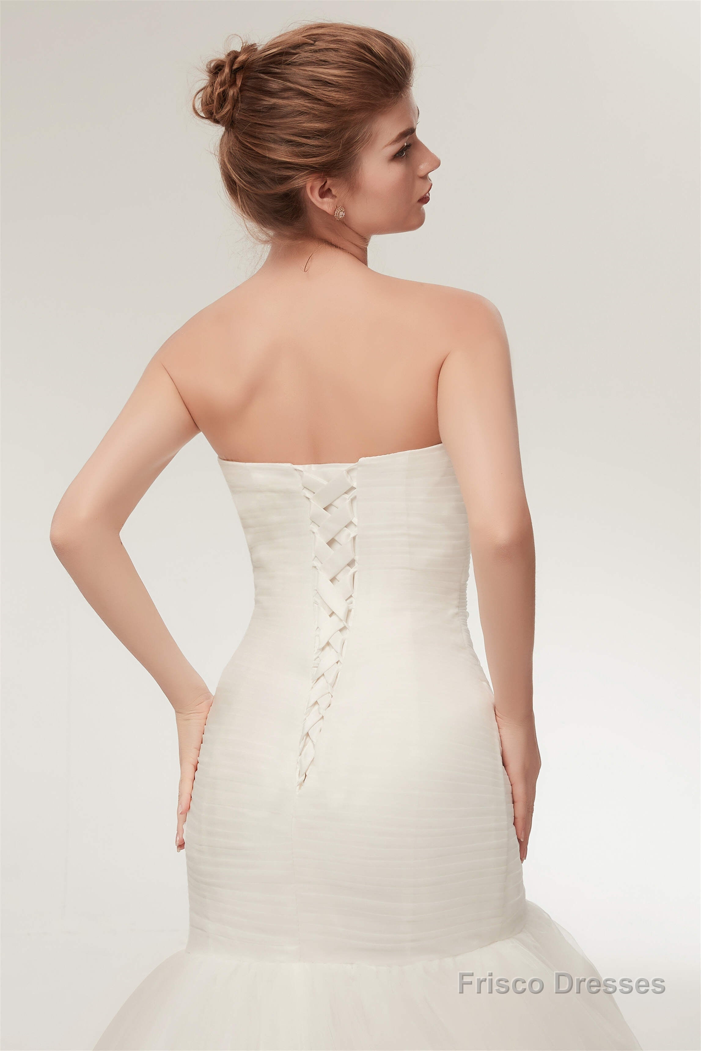 Mermaid Sweetheart White Tulle Wedding Dresses with Appliques