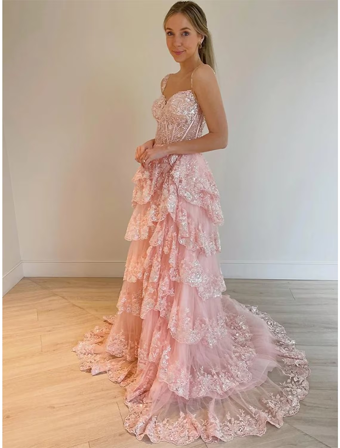 Mermaid / Trumpet Prom Dresses Corsets Dress Formal Court Train Sleeveless Off Shoulder Tulle With Sequin Slit Secondary image