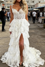Mermaid / Trumpet Prom Dresses Corsets Dress Formal Court Train Sleeveless Off Shoulder Tulle With Sequin Slit