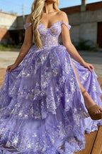 Mermaid / Trumpet Prom Dresses Corsets Dress Formal Court Train Sleeveless Off Shoulder Tulle With Sequin Slit