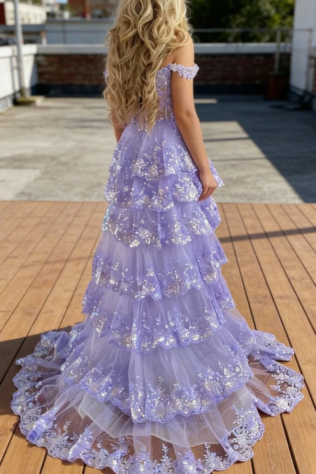 Mermaid / Trumpet Prom Dresses Corsets Dress Formal Court Train Sleeveless Off Shoulder Tulle With Sequin Slit
