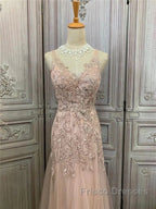 Mermaid / Trumpet Formal Prom Dress Maxi Dress Party Wear Sweep / Brush Train Sleeveless V Neck Tulle With Appliques