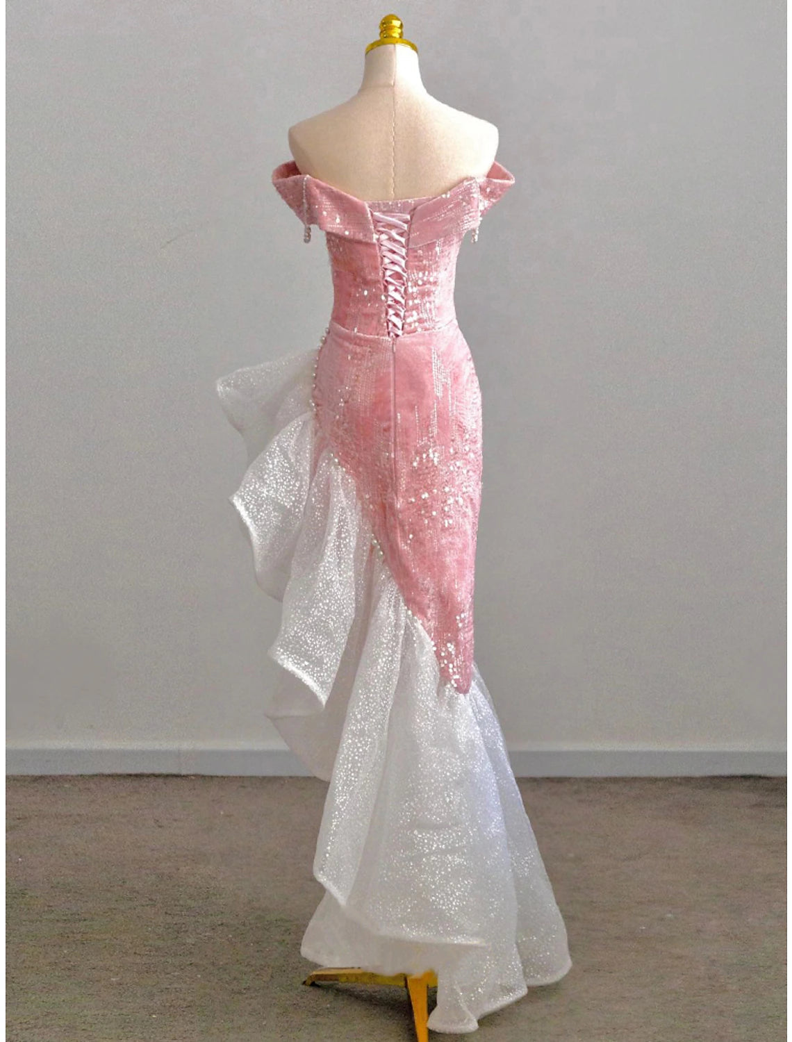 Mermaid / Trumpet Prom Dresses Party Dress Evening Party Floor Length Sleeveless Off Shoulder Tulle With Pearls Sequin