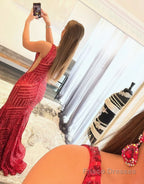 Mermaid Unique One Shoulder Sequins Prom Dress