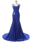 Mermaid V Neck Cap Sleeve Long Mother Of The Bride Dresses