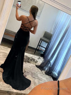 Mermaid V Neck Red Glitter Satin Prom Dress