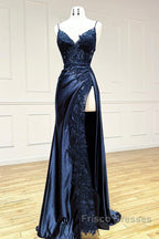 Mermaid V Neck Satin Lace Burgundy Long Formal Prom Dress, Burgundy Long Formal Dress