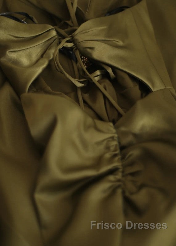 Mermaid V-Neck Satin Long Formal Prom Dress Elegant Spaghetti Strap Formal Dress