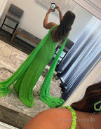 Mermaid V Neck Sequin Prom Dress with Slit