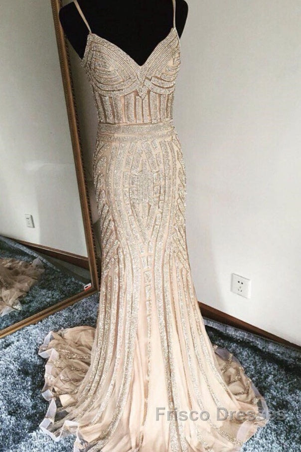 Mermaid V Neck Sequined Black Formal Prom Dress Spaghetti Straps Secondary image