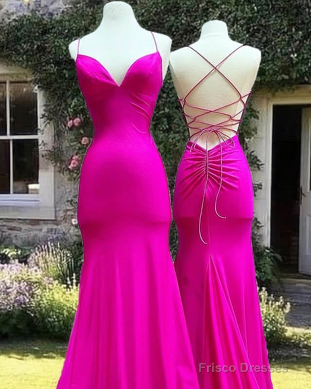 Mermaid V-Neckline Cross-Back Satin Dress Secondary image