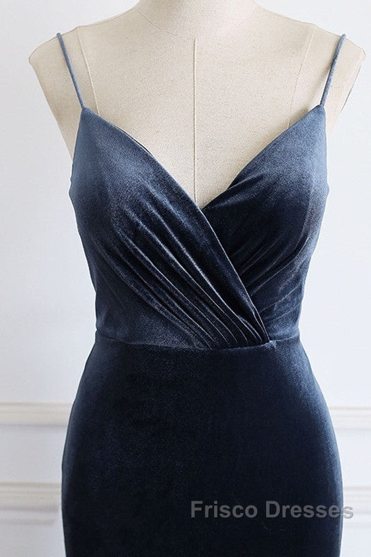 Mermaid Velvet Bridesmaid Dress Leg Slit