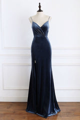 Mermaid Velvet Bridesmaid Dresses Leg Slit