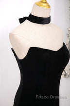 Mermaid Velvet Tulle Black Long Formal Prom Dress, Black Long Formal Dress