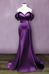 Mermaid Violet Prom Dresses Off The Shoulder